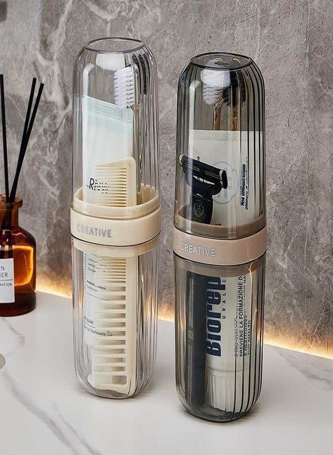 Zurity Wall-Mounted Toothbrush Holder with Toothpaste Dispenser, Dustproof Cover Bathroom Organizer, Automatic Toothpaste Squeezer, Toothbrush Stand Rack for Family Bathroom Sink (Transparent Case) - Image 5