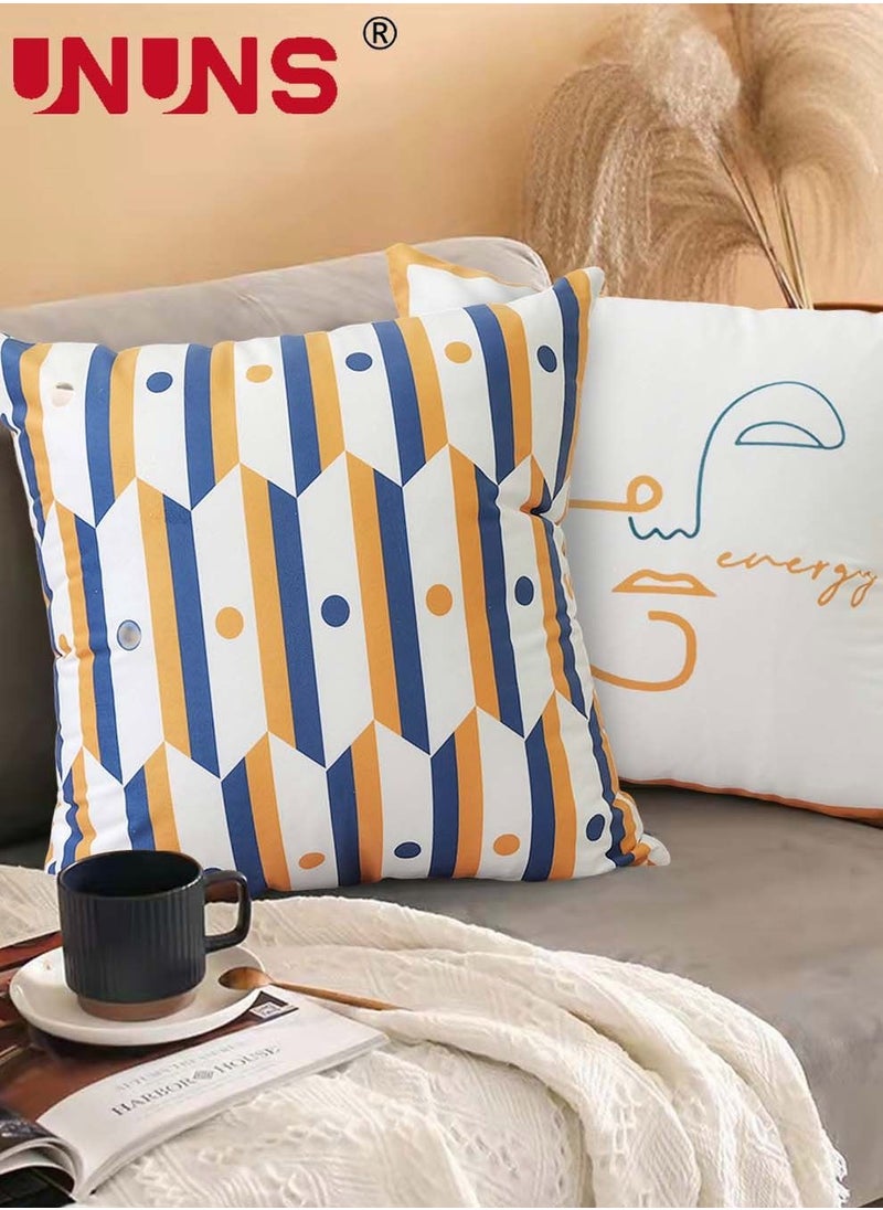UNUNS - Pillow Cover,Set of 6 Abstract Modern Decorative Couch Pillow Case,Short Plush Cushion Cover,Geometric Decorative Pillow Case,18 X 18 Inch - Image 1
