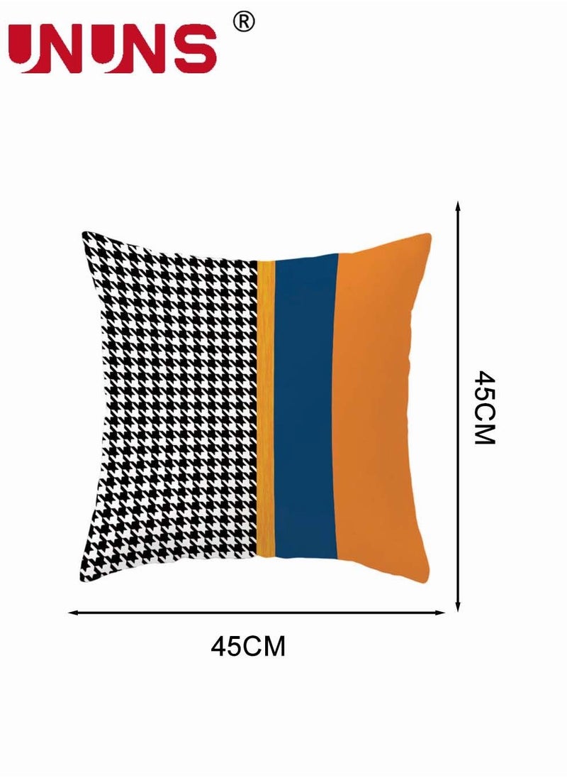 UNUNS - Pillow Cover,Set of 6 Abstract Modern Decorative Couch Pillow Case,Short Plush Cushion Cover,Geometric Decorative Pillow Case,18 X 18 Inch - Image 1