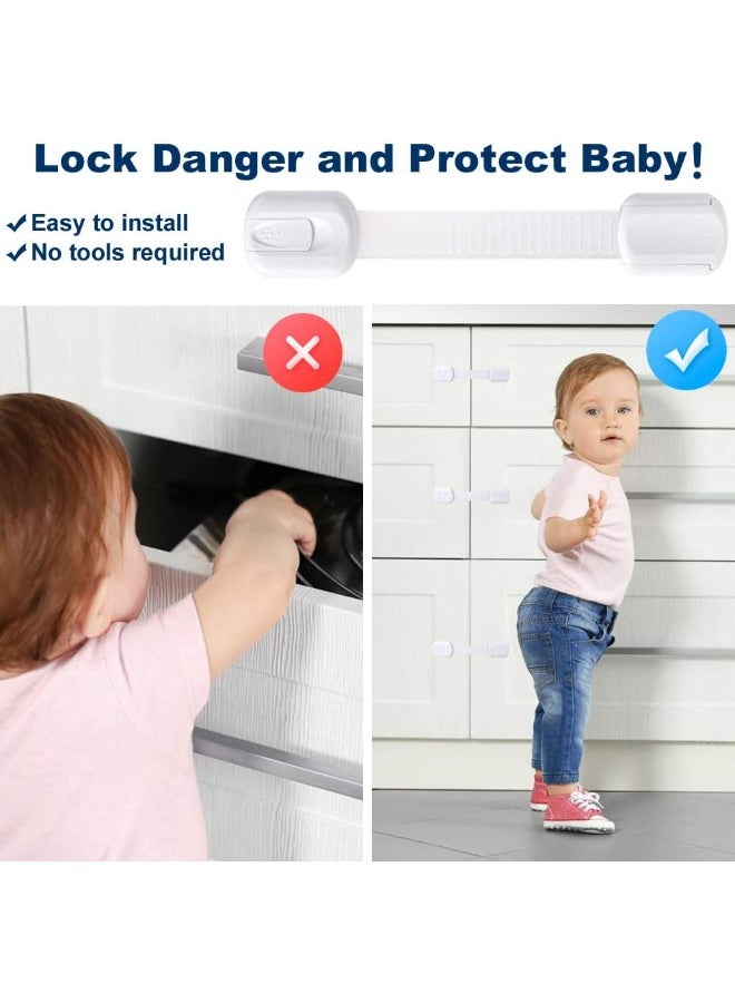 Socub Cabinet Locks Child Safety Multi Use Latch, Easy to Install and Remove adjustable-8pack White Safety Cabinet Locks - Image 2