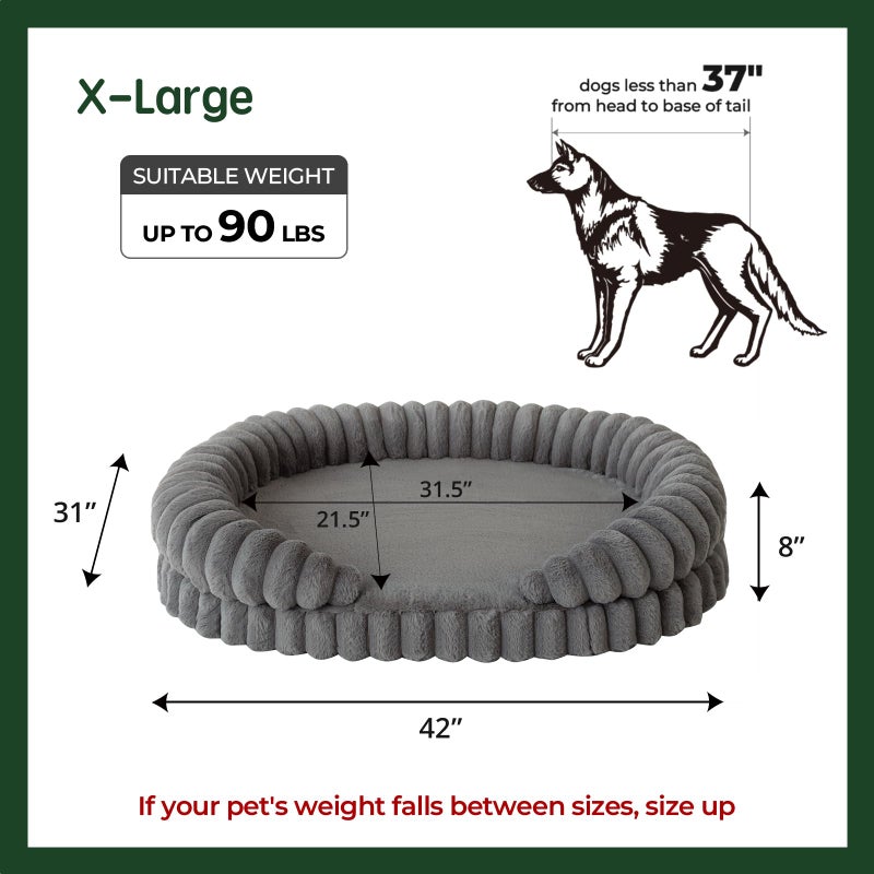 BALANCE Calming Dog Bed for Extra Large Dogs, 42 Inches Oval Washable XL Pet Bed with Sides, Orthopedic Pet Couch Sofa with Non-Slip Bottom, Gray - Image 5