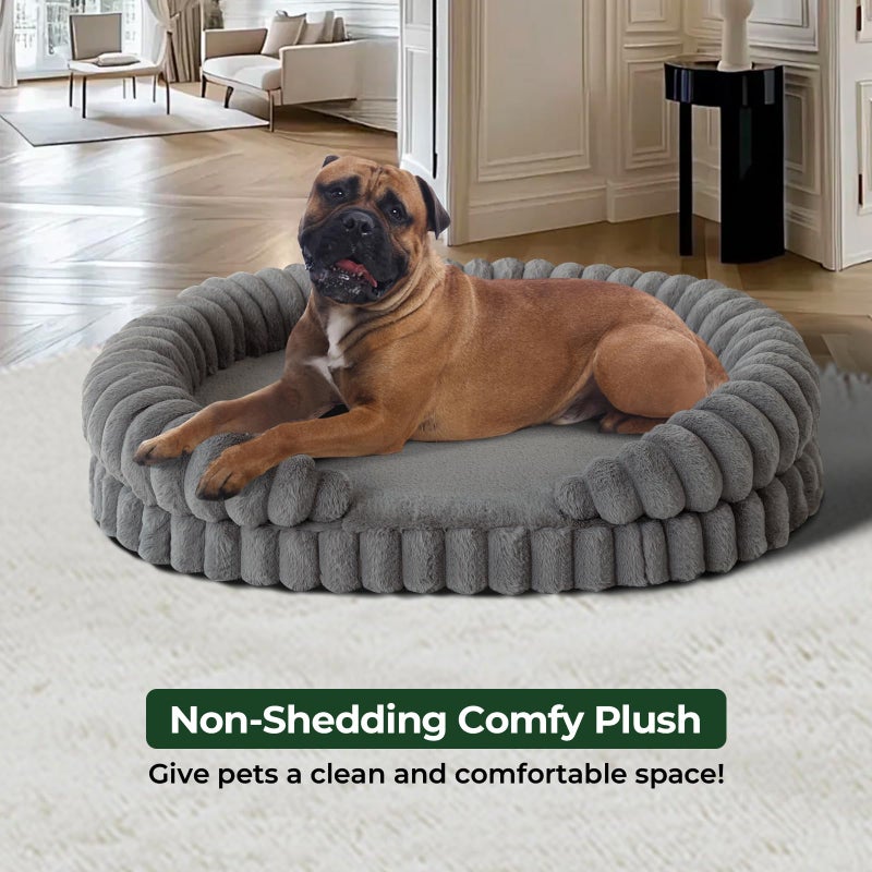 BALANCE Calming Dog Bed for Extra Large Dogs, 42 Inches Oval Washable XL Pet Bed with Sides, Orthopedic Pet Couch Sofa with Non-Slip Bottom, Gray - Image 3