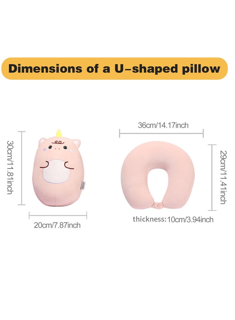 Excefore 2-in-1 Travel Pillow for Kids, Kids Unicorn Toddler Neck Pillow That Converts into a U-Shaped Neck Pillow, Soft and Adorable Unicorn Animals Plush, for Airplane, Car, Train, or Bus Trip - Image 5