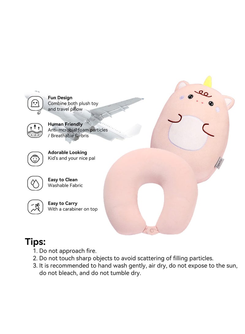 Excefore 2-in-1 Travel Pillow for Kids, Kids Unicorn Toddler Neck Pillow That Converts into a U-Shaped Neck Pillow, Soft and Adorable Unicorn Animals Plush, for Airplane, Car, Train, or Bus Trip - Image 3