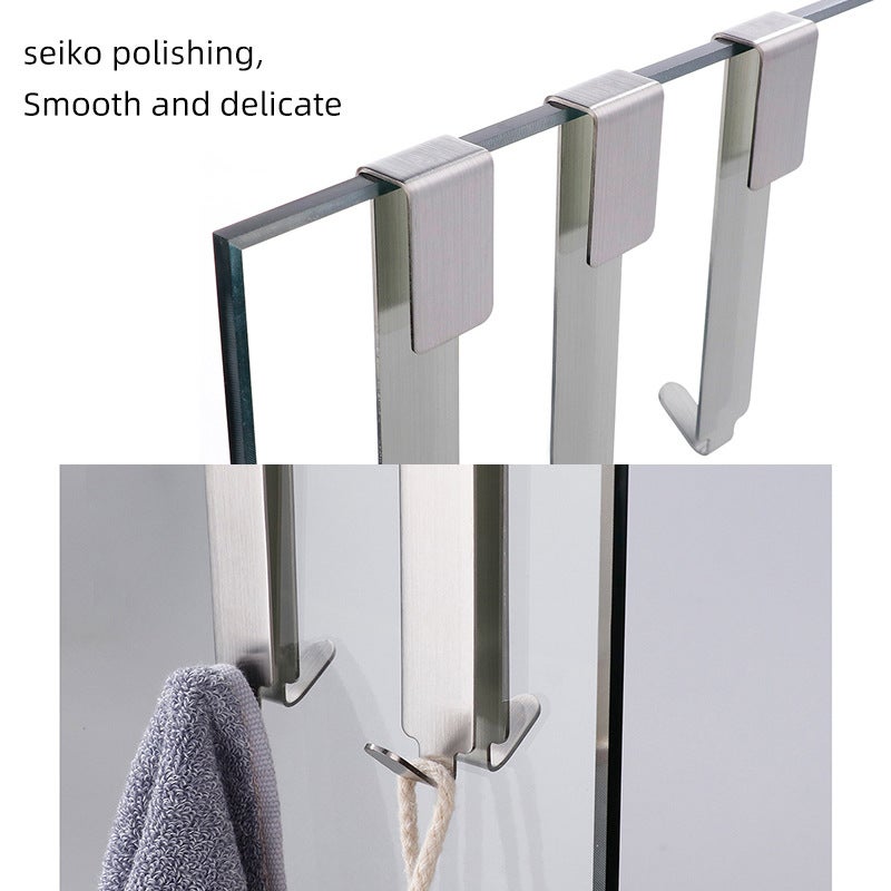 Simple Bathroom Bathroom 304 Stainless Steel Punch-Free Hook Bath Room Glass Screen Towel Hook - Image 3