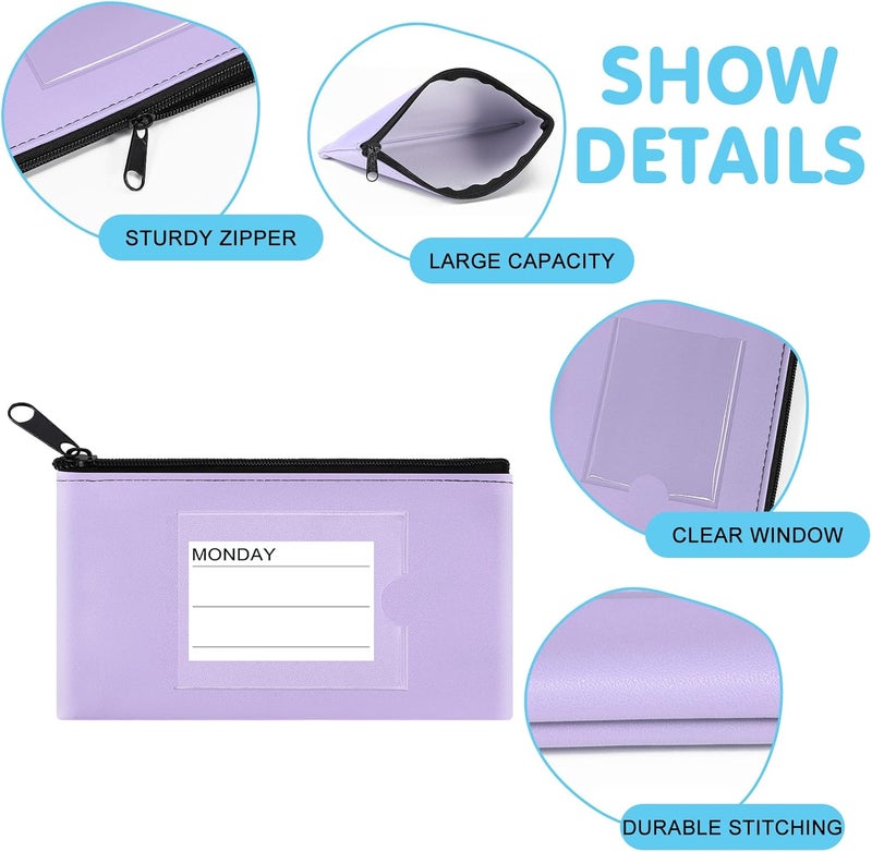 Sinzip 8 Pack Bank Deposit Money Wallet, Heavy Duty Leatherette Security Zipper Wallet with Clear Window, Pencil Pouch, Coin Bag, Cash Bag, Tool Pouch, Assorted Colors (8 Pack-Small Size 01) - Image 4