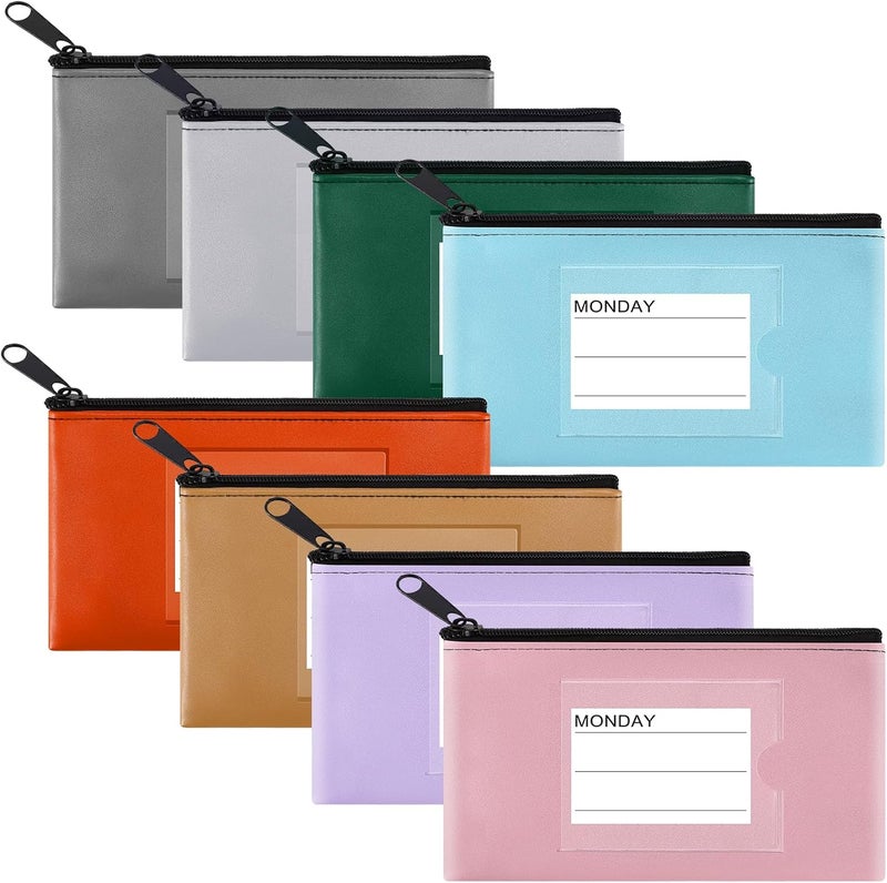 Sinzip 8 Pack Bank Deposit Money Wallet, Heavy Duty Leatherette Security Zipper Wallet with Clear Window, Pencil Pouch, Coin Bag, Cash Bag, Tool Pouch, Assorted Colors (8 Pack-Small Size 01) - Image 1