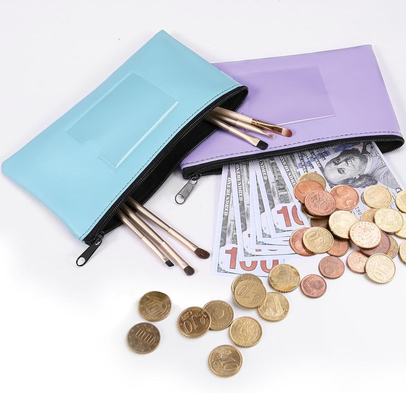 Sinzip 8 Pack Bank Deposit Money Wallet, Heavy Duty Leatherette Security Zipper Wallet with Clear Window, Pencil Pouch, Coin Bag, Cash Bag, Tool Pouch, Assorted Colors (8 Pack-Small Size 01) - Image 2