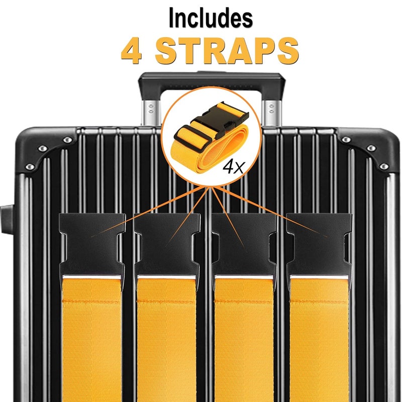 Chelmon Luggage Straps for Suitcases TSA Approved Travel Belt 4 Pack by (Yellow) - Image 3