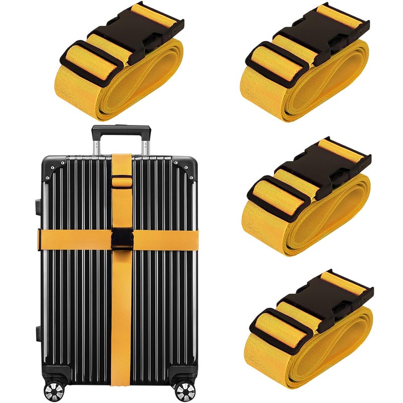 Chelmon Luggage Straps for Suitcases TSA Approved Travel Belt 4 Pack by (Yellow) - Image 1
