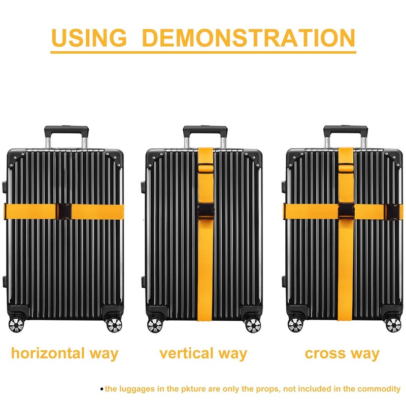 Chelmon Luggage Straps for Suitcases TSA Approved Travel Belt 4 Pack by (Yellow) - Image 5