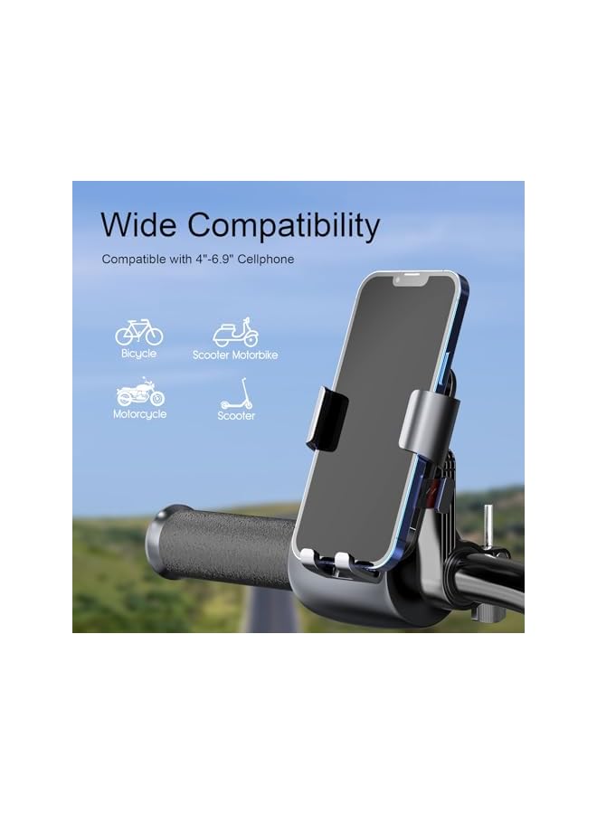 Green Tiger Motorcycle Phone Mount, Bike Phone stand, One Hand Operation and 360 Rotatable Phone Holder for Motorcycle and ATV Scooter, Compatible with "4.7-7.2", (Handlebar Version) - Image 2