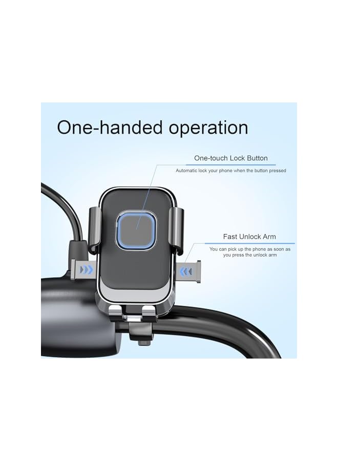 Green Tiger Motorcycle Phone Mount, Bike Phone stand, One Hand Operation and 360 Rotatable Phone Holder for Motorcycle and ATV Scooter, Compatible with "4.7-7.2", (Handlebar Version) - Image 5