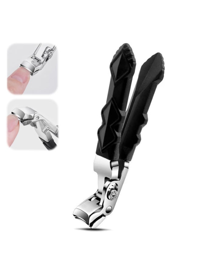 QiFind Black Long Handle NonSlip Toenail Clippers for Seniors Thick Toenails Heavy Duty Large Ergonomic Unique Professional Angled Head Curve Sharp Toe Finger Nail Clipper for Men and Women 1 PC - Image 2