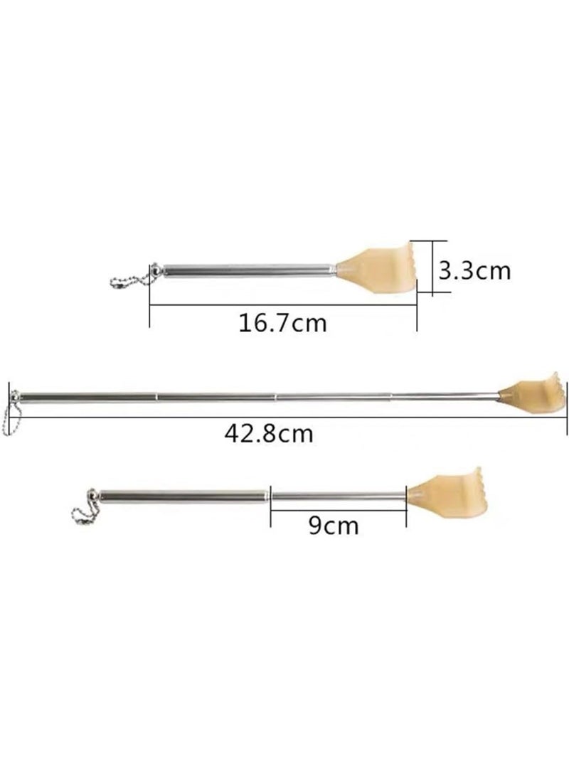 2PCS Small Extendable Stainless Steel Back Scratcher, Claw Shape Manual Back Scraper Portable Body Massage Tool For Home Travel - Image 2