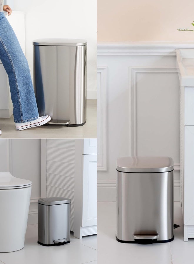 Chase Up Rectangular Kitchen Bin With Steel Bar Pedal, Soft-Closing Mechanism For Home and Office Use, 30 Litre/7.9 Gallon, Satin Nickel Finish - Image 4