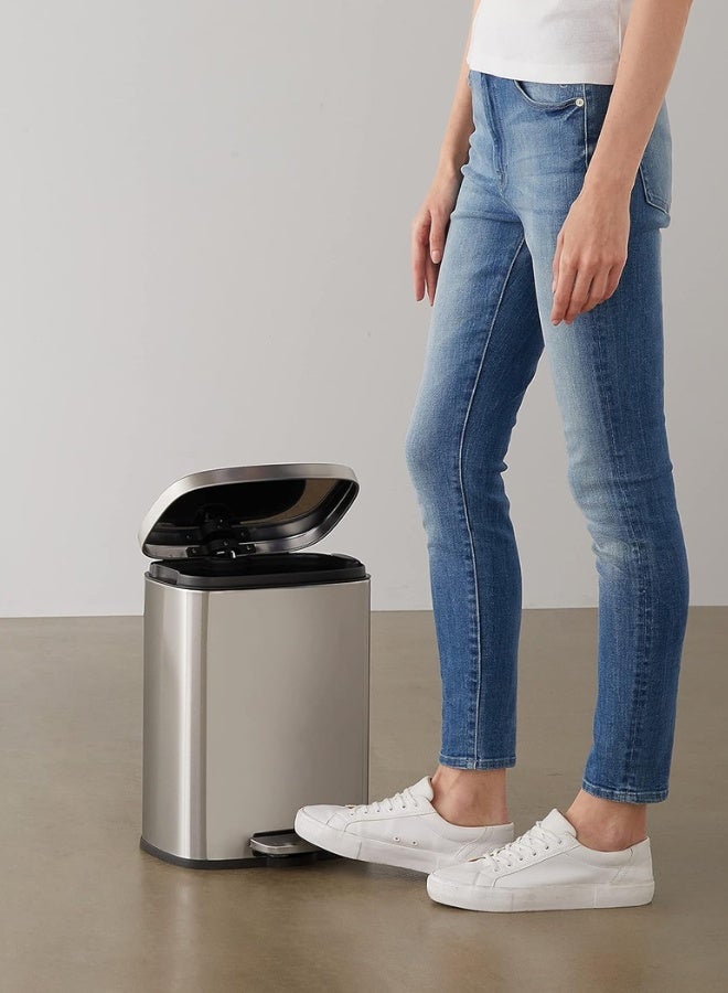 Chase Up Rectangular Kitchen Bin With Steel Bar Pedal, Soft-Closing Mechanism For Home and Office Use, 30 Litre/7.9 Gallon, Satin Nickel Finish - Image 3