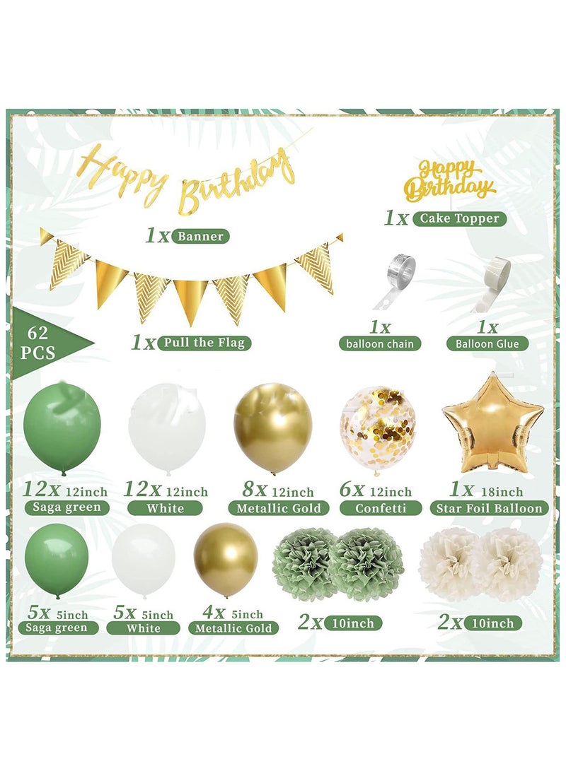 Multicolour Birthday Party Balloon Set, 62 PCS Birthday Decorations, Include Paper Hanging Birthday Banner, Confetti Balloon, Tissue Pompoms, Party Decoration Ambiance Set for Graduation, Baby Shower, Wedding, Birthday - Image 2