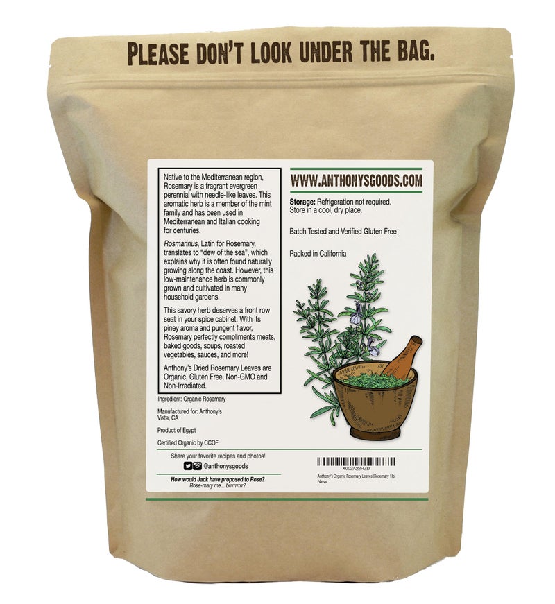 Anthony's Organic Dried Rosemary Leaves, 1 lb, Whole Leaf, Destemmed, Non GMO, Non Irradiated, Gluten Free - Image 2