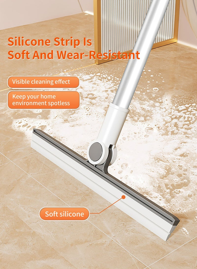 ZOLELE 3-in-1 Set Broom, Scraper with Dustpan 25mm Scraping Teeth, Soft & Wear-Resistant Silicon Strip with 90 Degree Folding Storage Lock Up Trash and 180 Degree Flexible Broom Head Rotation C3 - White - Image 2