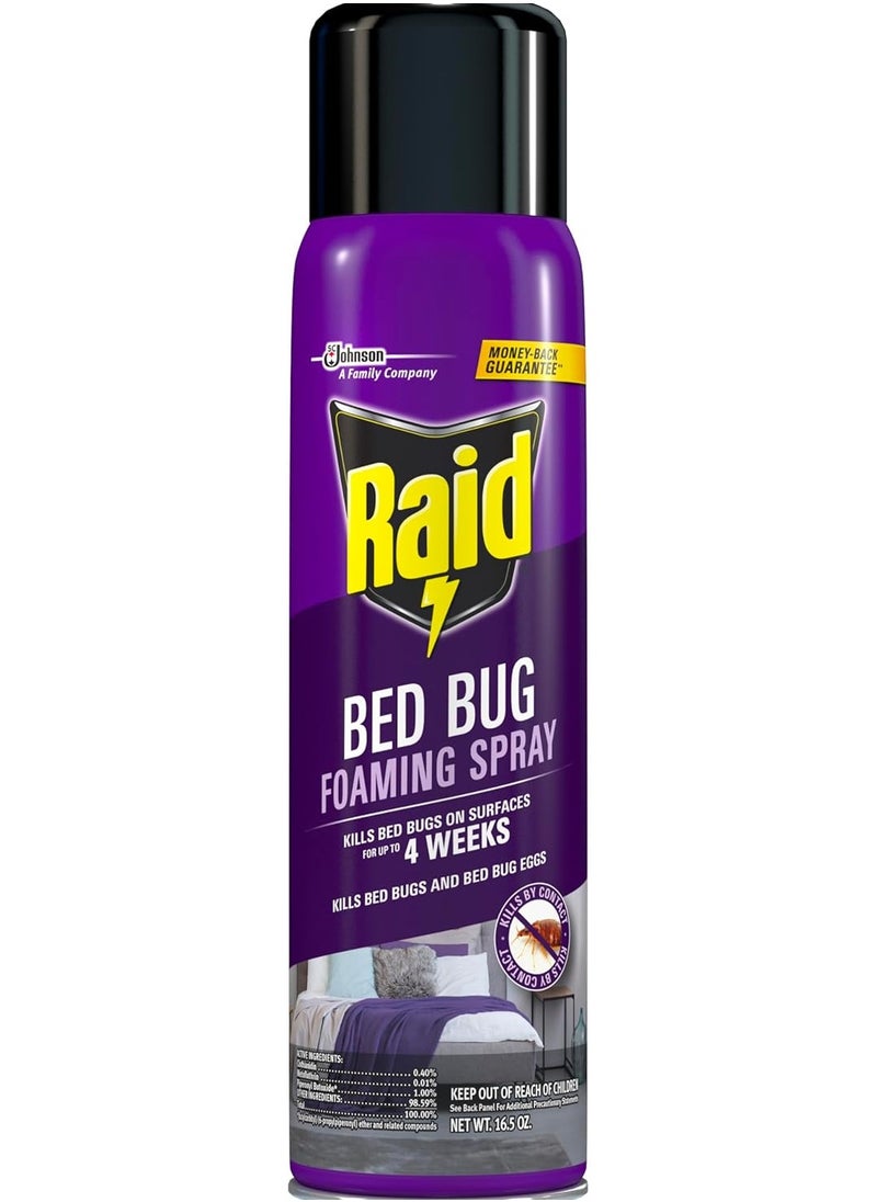 RAID - Raid Bed Bug Foaming Spray, Kills Bed Bugs and Their Eggs, for Indoor Use, Non-Staining, Keeps Killing for Weeks, 16.5 oz - Image 1