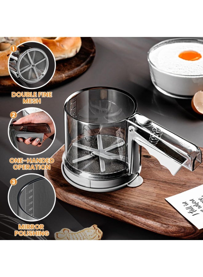 Arabest 3-Piece Stainless Steel Flour Sifter Set - Double-Layer Baking Sieve for Flour, Powdered Sugar & Dry Ingredients, Handheld Strainer with Fine Mesh - Essential Baking Tools for Home & Kitchen - Image 2