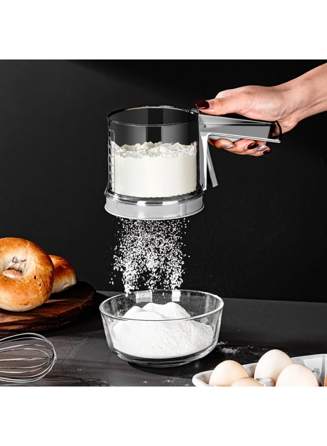 Arabest 3-Piece Stainless Steel Flour Sifter Set - Double-Layer Baking Sieve for Flour, Powdered Sugar & Dry Ingredients, Handheld Strainer with Fine Mesh - Essential Baking Tools for Home & Kitchen - Image 4