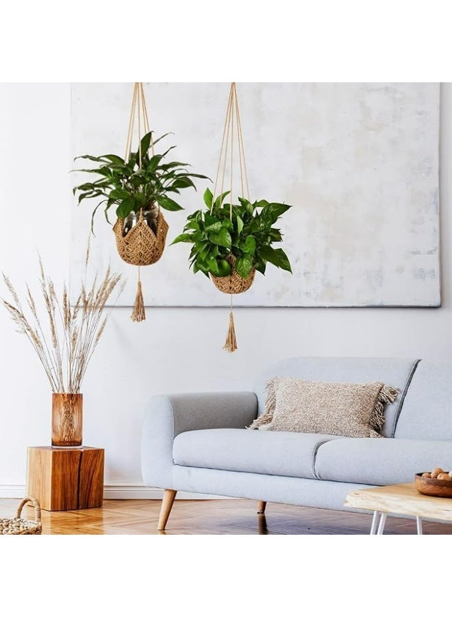 سجن سفما 2 حزمة اليوت الكريشي طويل معلق النبات ل3 بوصة إلى 12 بوصة الأواني ، ماكرام حبل حامل النبات مع S على شكل خطايات للديكور المنزلي - Image 2