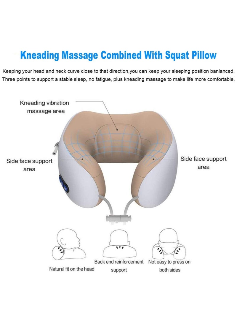 Travel Pillows For Sleeping Airplane Portable Electric Neck Massager Soft Comfortable Breathable Shaped Memory Foam Massage Neck Pillow For Car Home And Office - Image 3