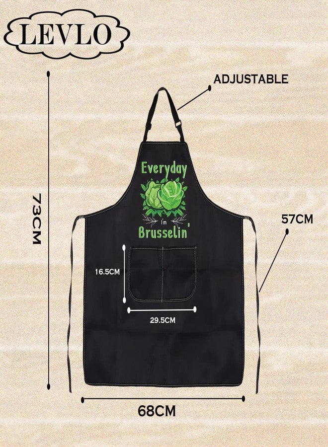 LEVLO Brussels Sprout Kitchen Apron Every Day I'm Brusselin Kitchen Apron Vegetable Kitchen Apron Vegetarian Gift for Men Women(I'm Brusselin) - Image 2