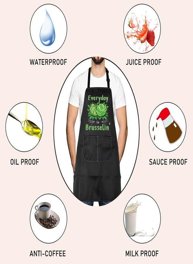 LEVLO Brussels Sprout Kitchen Apron Every Day I'm Brusselin Kitchen Apron Vegetable Kitchen Apron Vegetarian Gift for Men Women(I'm Brusselin) - Image 3