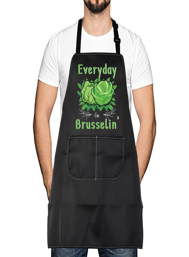 LEVLO Brussels Sprout Kitchen Apron Every Day I'm Brusselin Kitchen Apron Vegetable Kitchen Apron Vegetarian Gift for Men Women(I'm Brusselin) - Image 1
