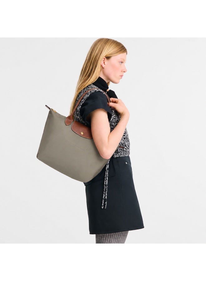 Longchamp Le Pliage Medium Foldable Tote Bag - Taupe Lightweight Waterproof Fabric with Synthetic Leather Trim - Image 3