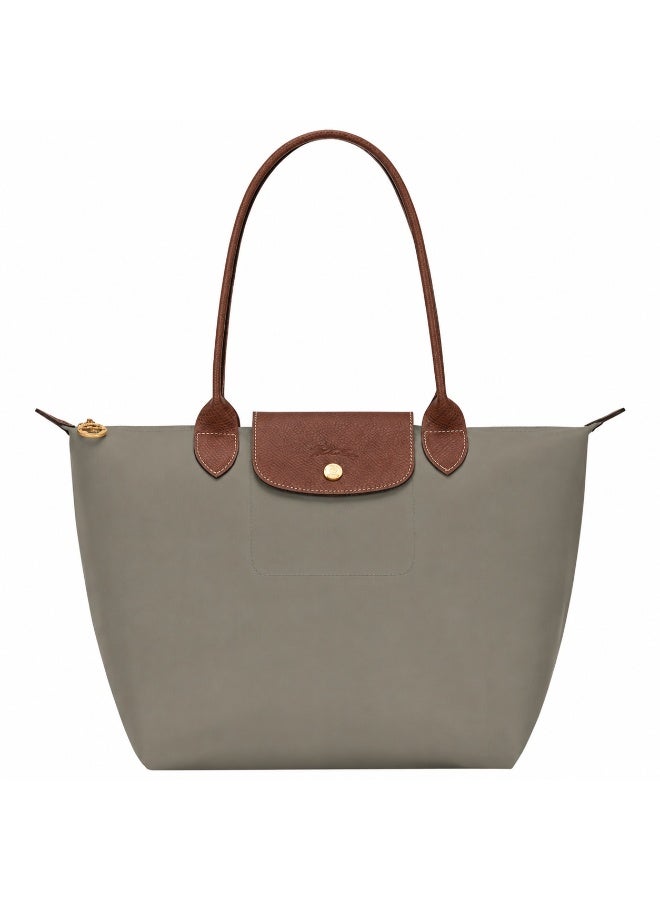 Longchamp Le Pliage Medium Foldable Tote Bag - Taupe Lightweight Waterproof Fabric with Synthetic Leather Trim - Image 1
