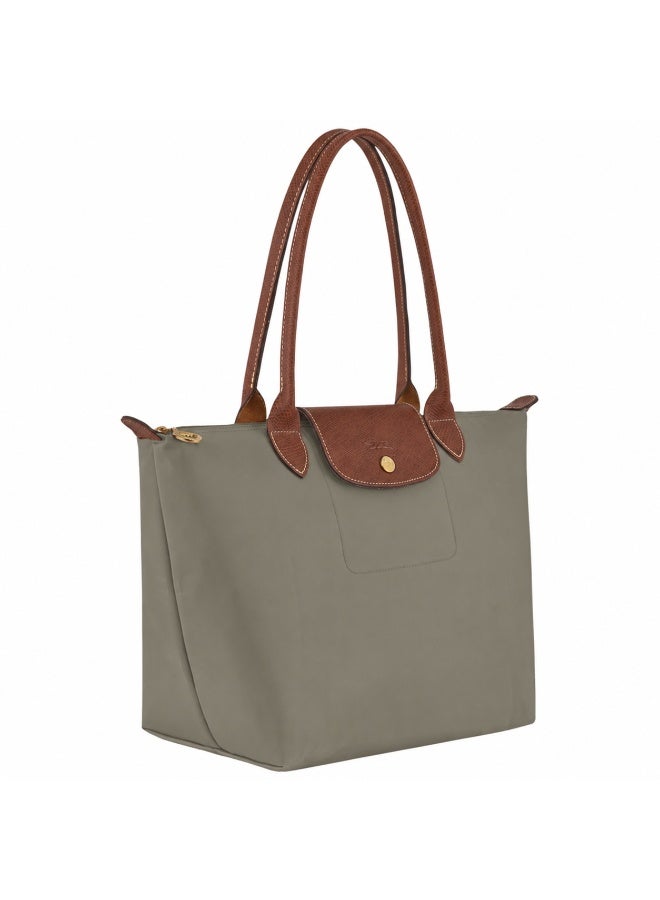 Longchamp Le Pliage Medium Foldable Tote Bag - Taupe Lightweight Waterproof Fabric with Synthetic Leather Trim - Image 2