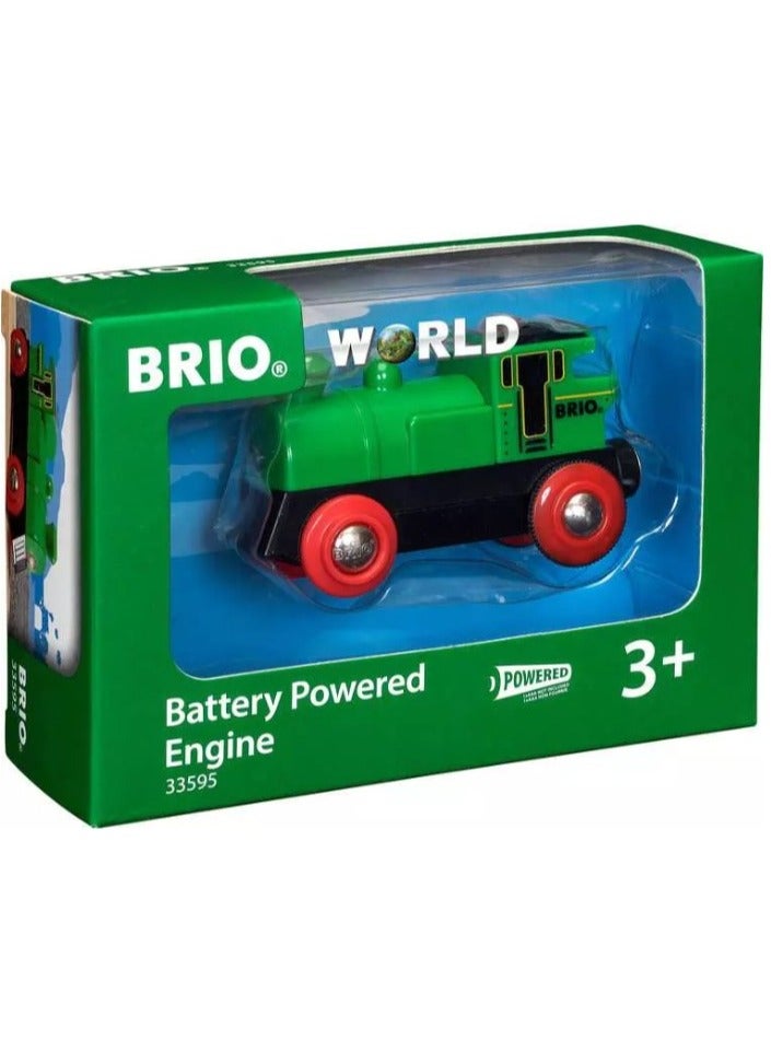 Brio محرك أخضر يعمل بالبطارية من BRIO مع مصابيح أمامية وحركة عكسية - قطار خشبي كلاسيكي للأطفال من عمر 3 سنوات فما فوق - متوافق مع جميع مجموعات سكك حديد BRIO العالمية | 33595-B - Image 1