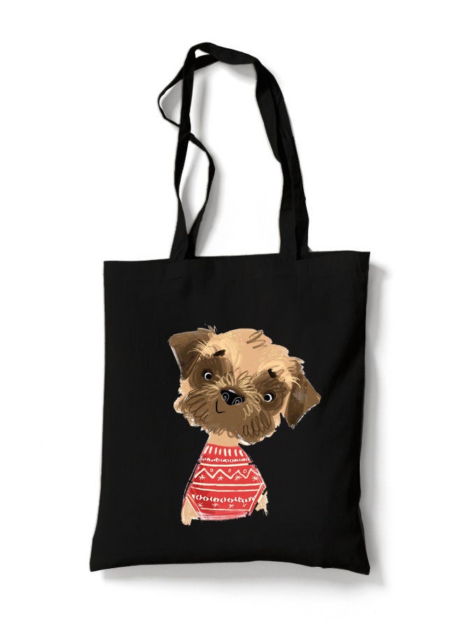 FORZA RAGAZZI حقيبة تسوق قابلة لإعادة الاستخدام مصنوعة من قماش القطن الأسود الصديق للبيئة / حقيبة كتف للكلاب - Image 1