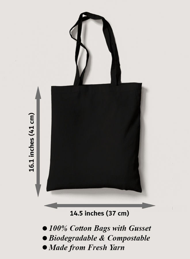 FORZA RAGAZZI حقيبة تسوق قابلة لإعادة الاستخدام مصنوعة من قماش القطن الأسود الصديق للبيئة / حقيبة كتف للكلاب - Image 2