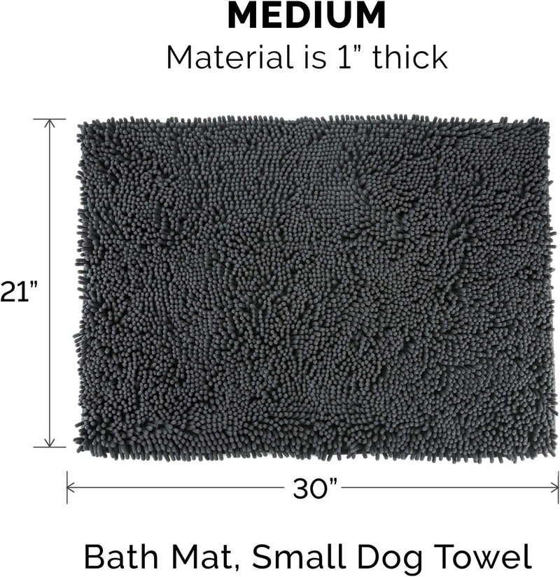 30" x 21" Highly Absorbent Dog Door Mat for Muddy Paws, 100% Washable, Perfect for Entryway, Kitchen, & Bathroom Use - Chenille Shammy Rug - Charcoal (Gray), Medium - Image 2