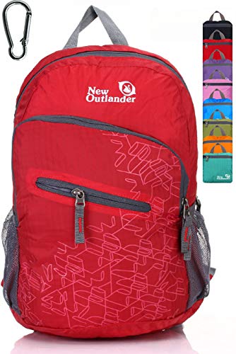 Outlander Packable Handy Lightweight Travel Hiking Backpack Daypack, Red - Image 5