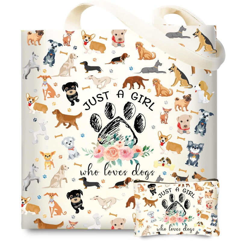 DHQH Cute Gifts for Dog Lover, Dog mom Gift Reusable Grocery Beach Shopping Bag for Women, Birthday Gift for Mom Daughter Friends Sisters Who Loves Dogs - Image 1
