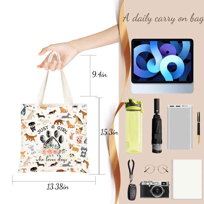 DHQH Cute Gifts for Dog Lover, Dog mom Gift Reusable Grocery Beach Shopping Bag for Women, Birthday Gift for Mom Daughter Friends Sisters Who Loves Dogs - Image 2