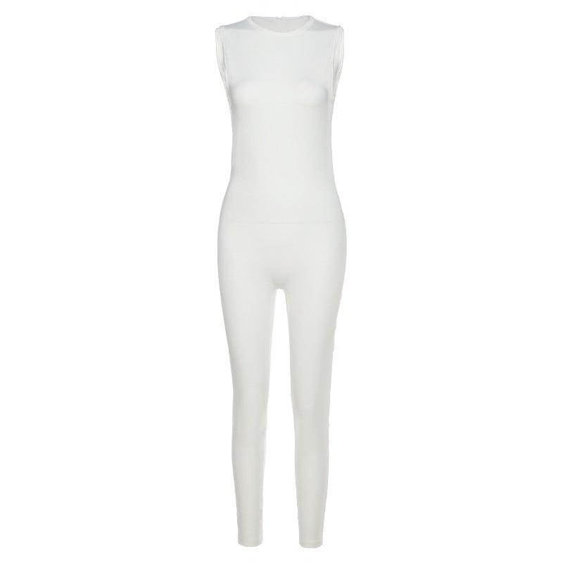 2023 Spring Sleeveless High-Waist Jumpsuit Grey - Image 2
