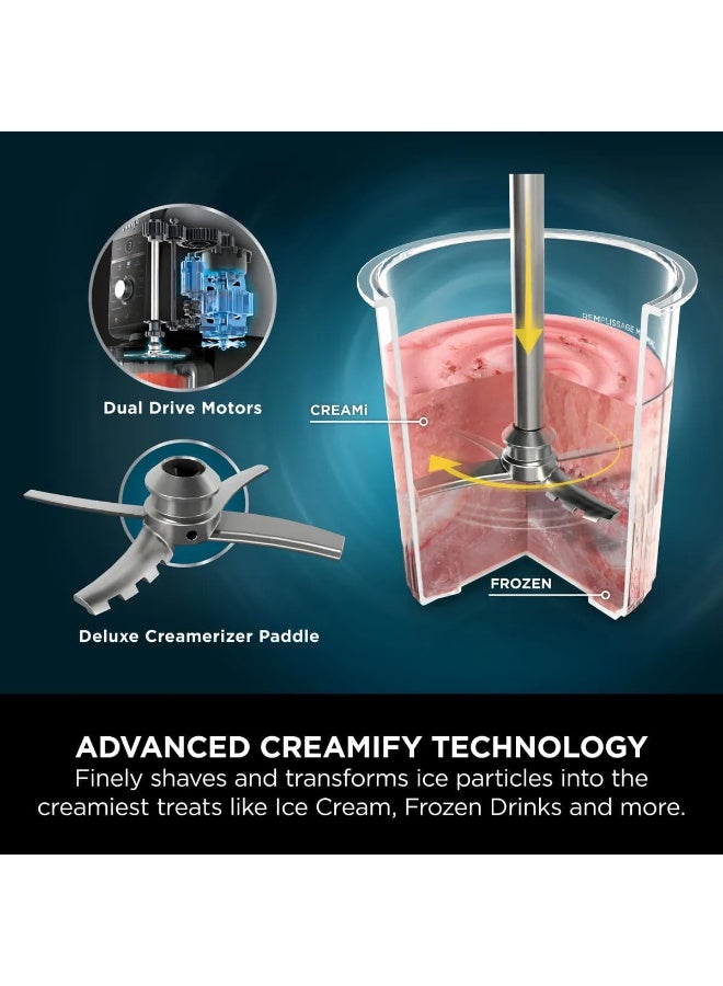 نينجا صانعة الآيس كريم والمشروبات المجمدة CREAMi Deluxe 11 في 1، سوربيه، ميلك شيك، مشروبات وأكثر، 10 برامج، مع 2 حاويات عائلية XL، مثالية للأطفال، 2 كوارت 800 واط NC501ANZ/NC501EU/NC501ME فضي - Image 5