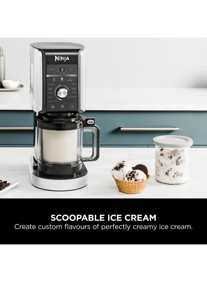 نينجا صانعة الآيس كريم والمشروبات المجمدة CREAMi Deluxe 11 في 1، سوربيه، ميلك شيك، مشروبات وأكثر، 10 برامج، مع 2 حاويات عائلية XL، مثالية للأطفال، 2 كوارت 800 واط NC501ANZ/NC501EU/NC501ME فضي - Image 1