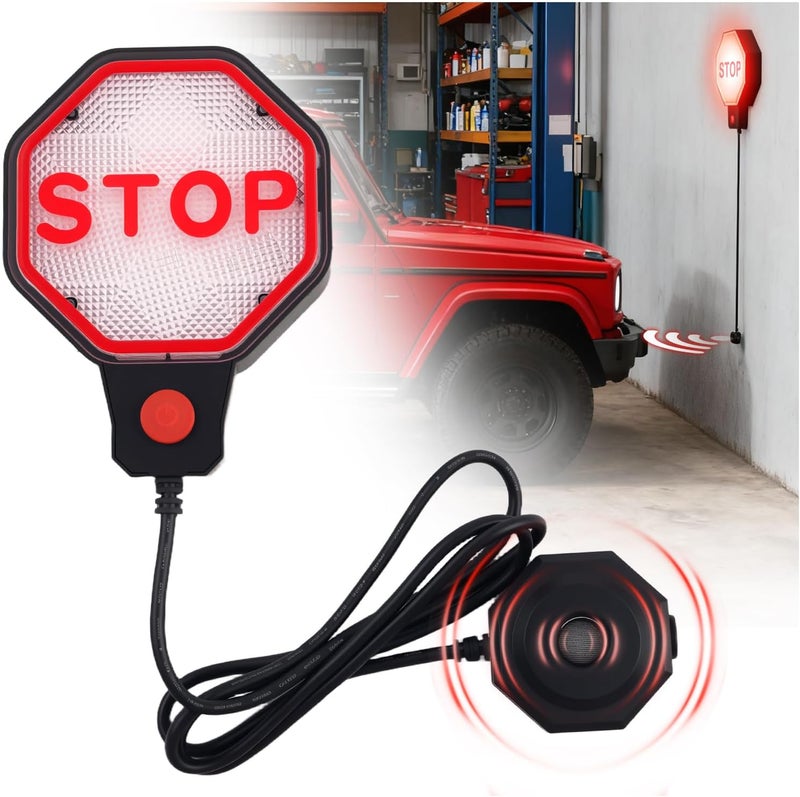 مساعد ركن السيارة في المرآب LED قابل للتعديل، مستشعر ركن المرآب بقدرة مزدوجة مع شاشة LED باللون الأحمر/الأصفر/الأخضر، مؤشر توقف السيارة المحمول للمرآب كملحق مساعد لركن السيارة في المرآب - Image 1