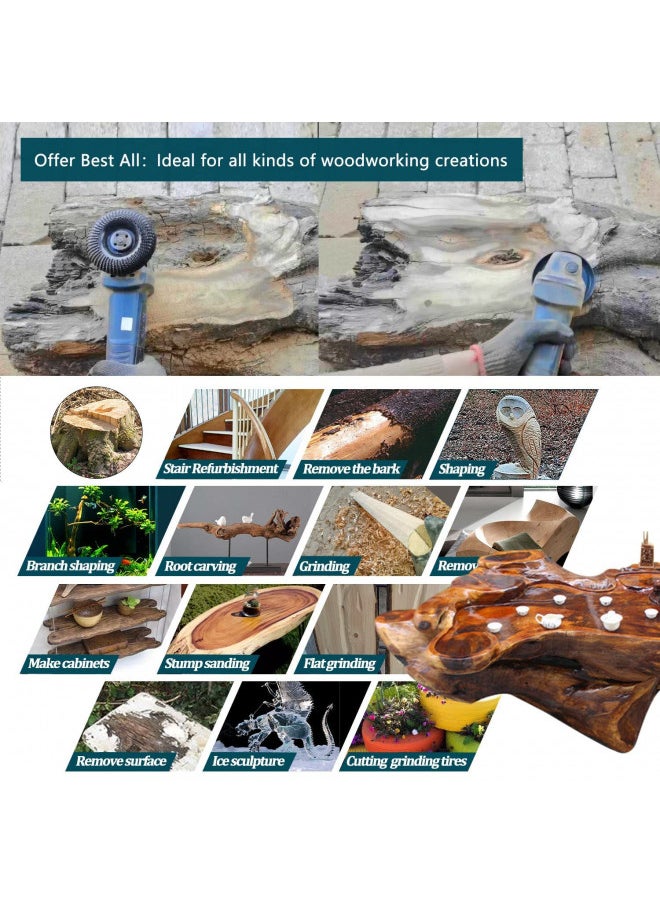 OBA OBA Grinder Wheel Disc 4 Inch Wood Shaping Wheel, Wood Grinding Shaping Disk for Angle Grinders with 7/8 Arbor  - Image 3