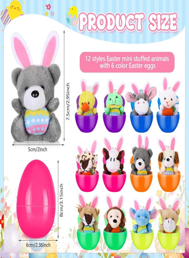 Lunmon 24 Pcs Prefilled Easter Eggs Filled with Mini Plush Animal Toys for Kids Baster Stuffer Filler Stuffed Animals with Carrot for Easter Egg Hunt Filler Party Favors Classroom Prize Supplies - Image 5