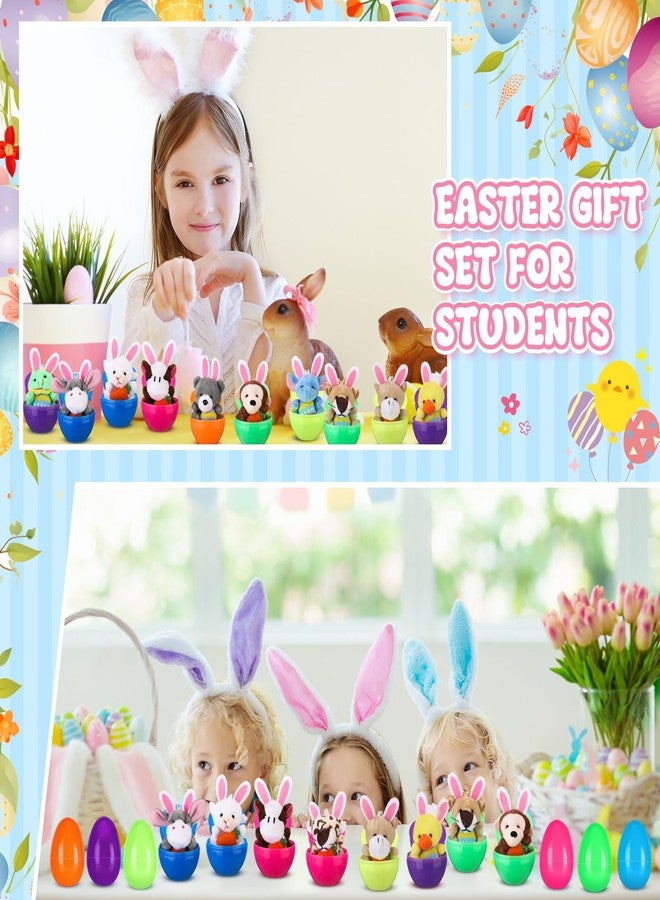 Lunmon 24 Pcs Prefilled Easter Eggs Filled with Mini Plush Animal Toys for Kids Baster Stuffer Filler Stuffed Animals with Carrot for Easter Egg Hunt Filler Party Favors Classroom Prize Supplies - Image 2