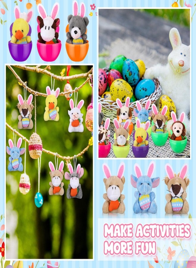 Lunmon 24 Pcs Prefilled Easter Eggs Filled with Mini Plush Animal Toys for Kids Baster Stuffer Filler Stuffed Animals with Carrot for Easter Egg Hunt Filler Party Favors Classroom Prize Supplies - Image 3